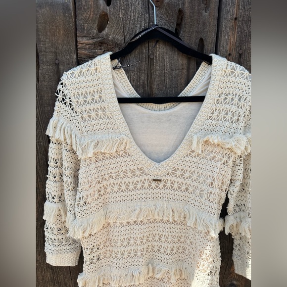 NWT Volcom Stone Row Cocoknit Dress Crochet Cream Bohemian Beach Knit Dress - Picture 6 of 10